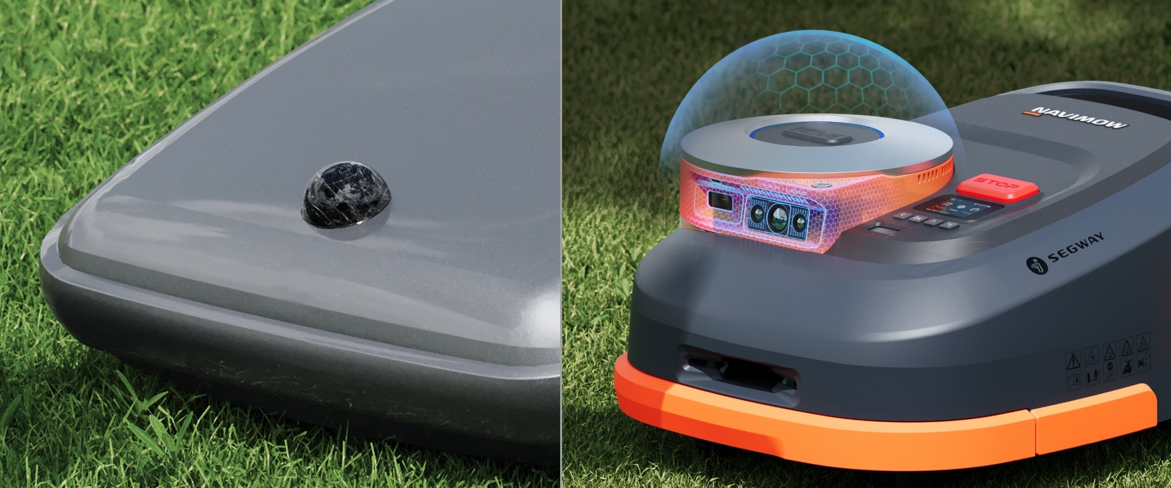 Segway Navimow i105E robot lawn mower with an integrated camera.