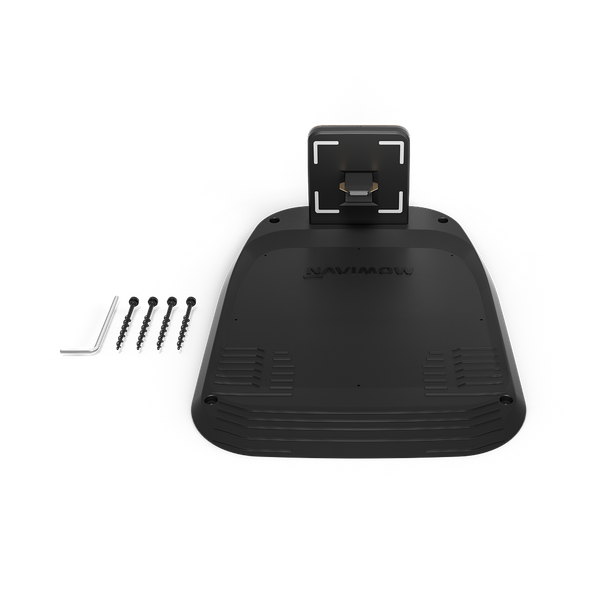 Navimow i105E robot lawn mower charging base with installation kit.