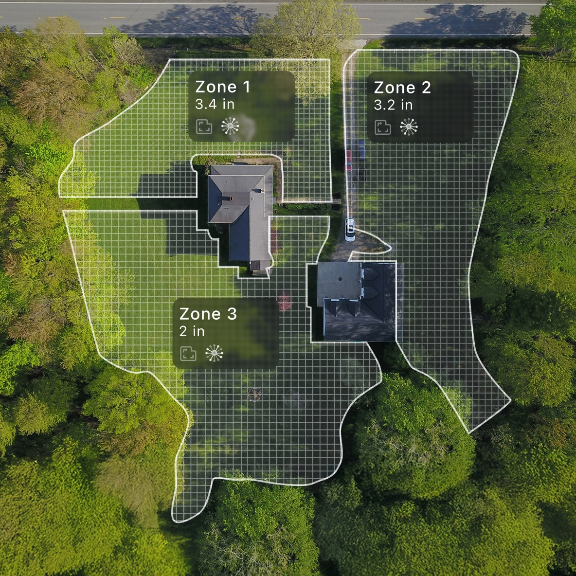 Segway Navimow i110N robot lawn mower app showing mapped zones.