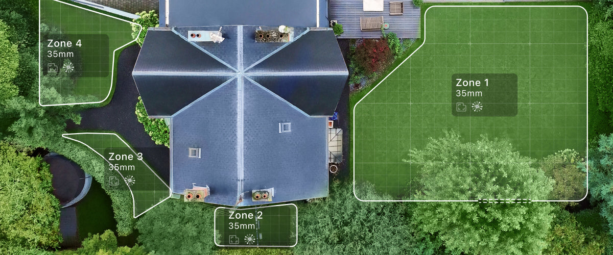 Segway Navimow i110N robot lawn mower application showing garden zones.